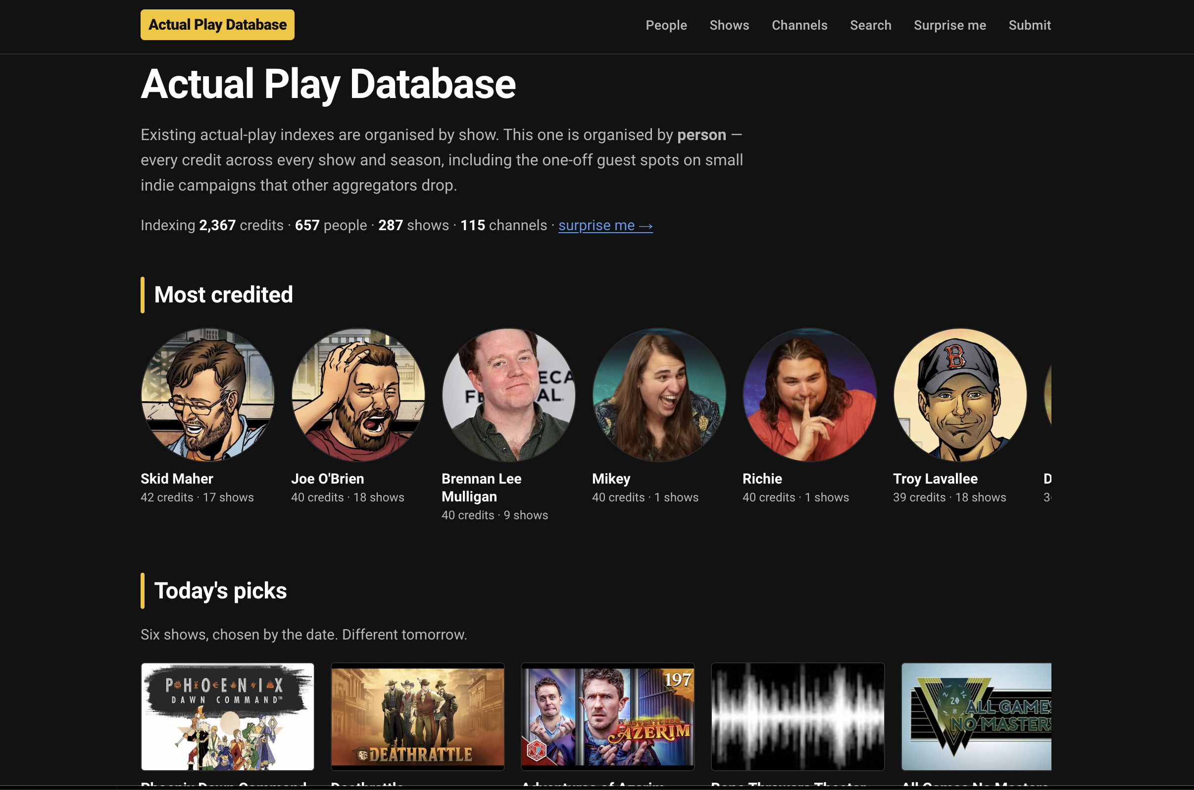 Screenshot of actualplaydb.com